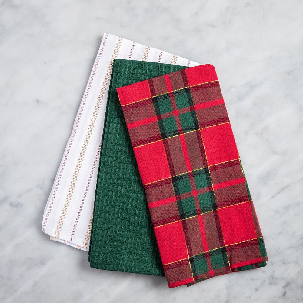 Harman Christmas 'Traditional Check' Kitchen Towel 18x26" - Set of 3