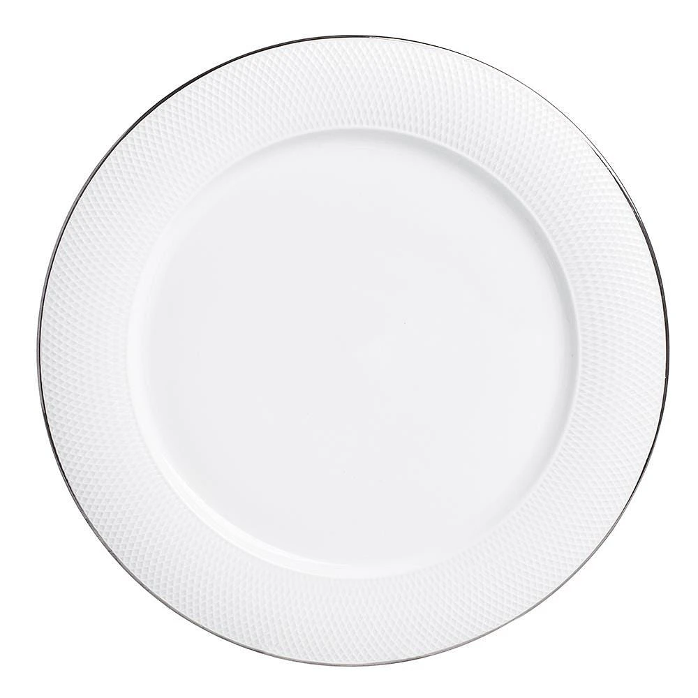 A La Carte 'Diamond Platinum' Porcelain Dinner Plate (White)