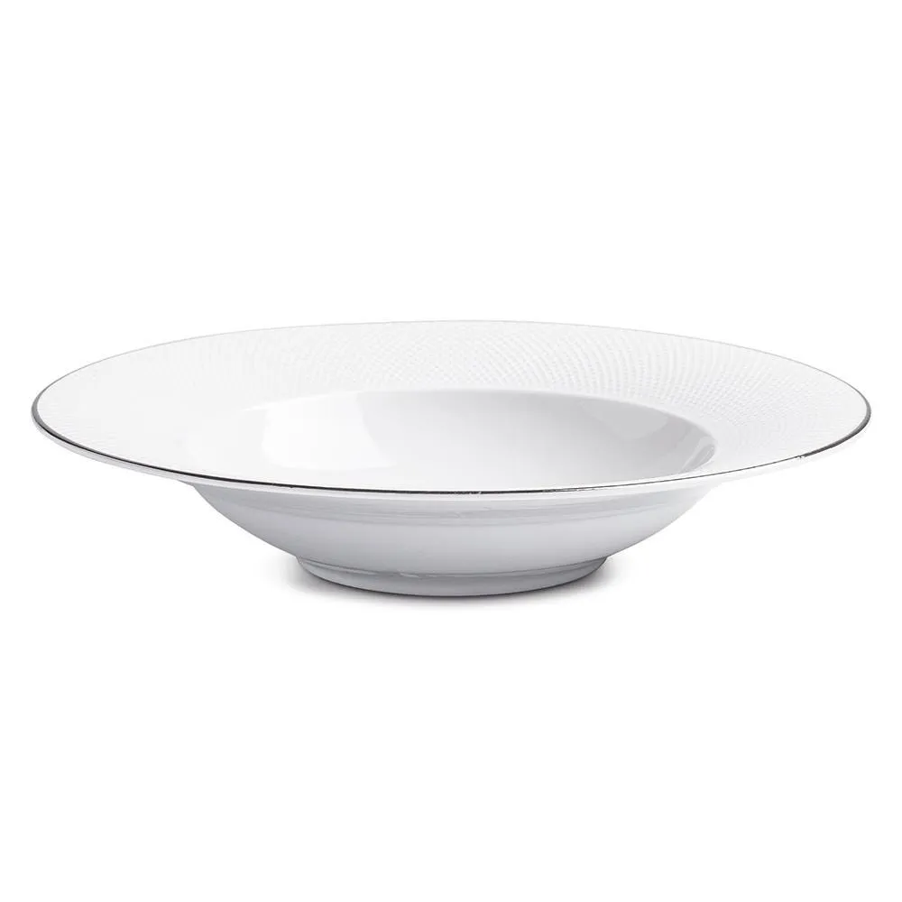 A La Carte 'Diamond Platinum' Porcelain Soup/Pasta Plate (White)