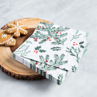 Harman Christmas 3-Ply 'Holly' Paper Napkin (Red/Green)