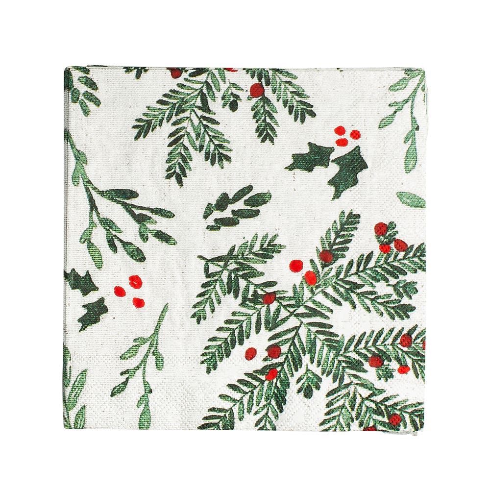 Harman Christmas 3-Ply 'Holly' Paper Napkin (Red/Green)