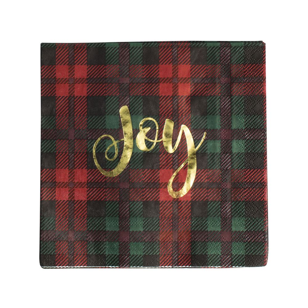 Harman Christmas 3-Ply 'Joy Foil' Paper Napkin (Red/Gold)