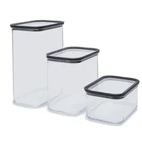 KSP Space Saver Clear Plastic Canister Combo - Set of 3 (Black)