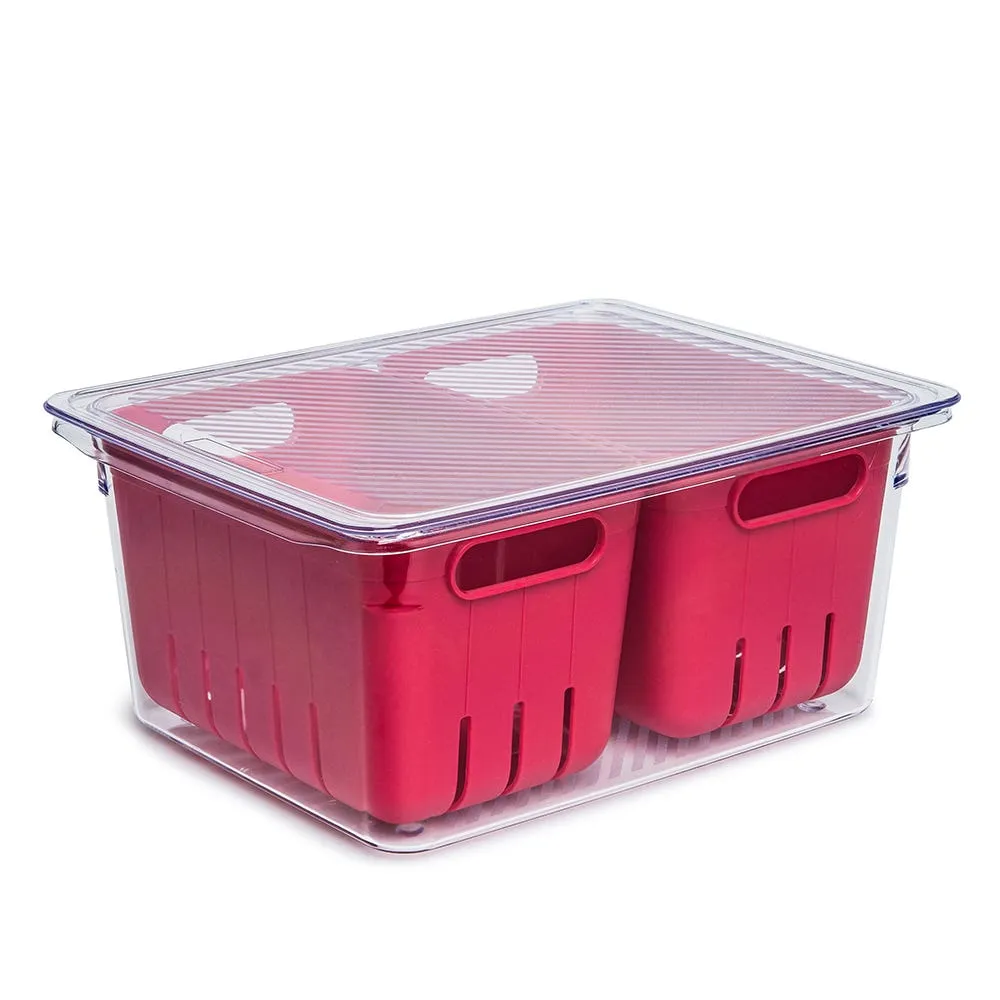 KSP Fridgestor Double Basket Berry Keeper (Red) 6.7x8.7x4"