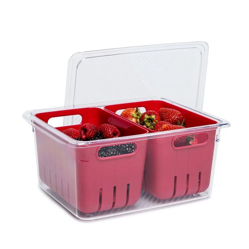 KSP Fridgestor Double Basket Berry Keeper (Red) 6.7x8.7x4"