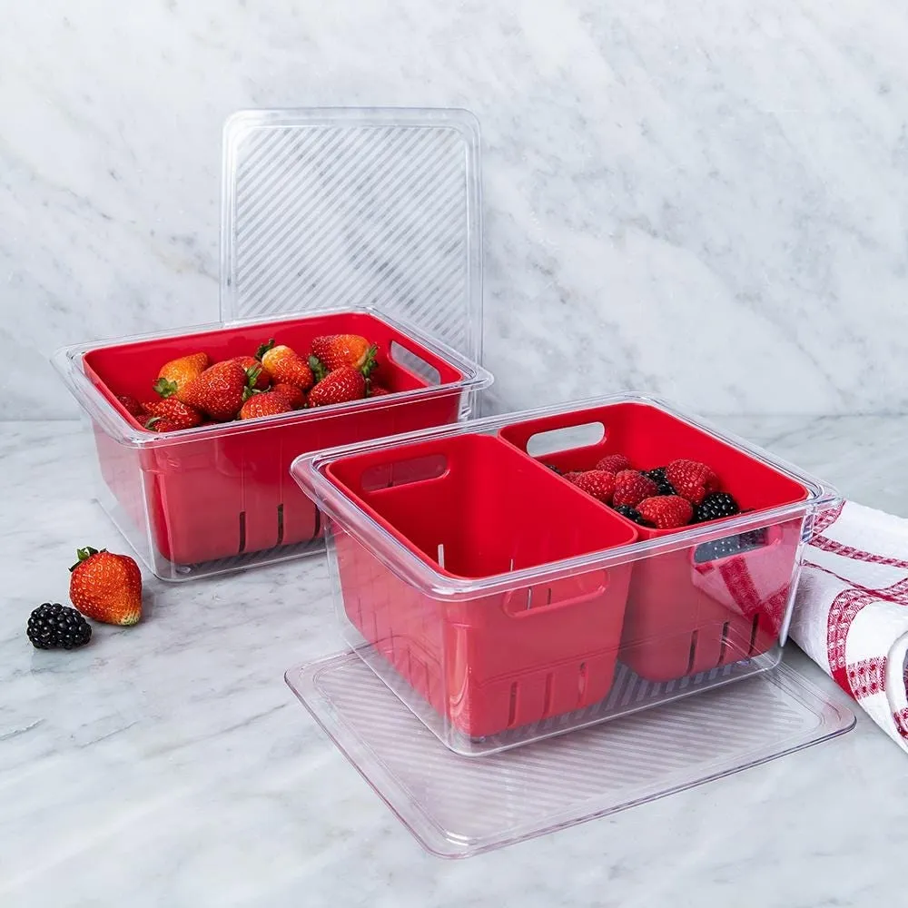 KSP Fridgestor Double Basket Berry Keeper (Red) 6.7x8.7x4"