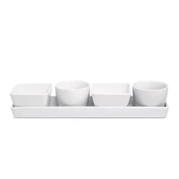 KSP Host Porcelain Mini Bowls with Tray - Set of 5 (White)