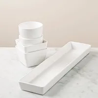 KSP Host Porcelain Mini Bowls with Tray - Set of 5 (White)