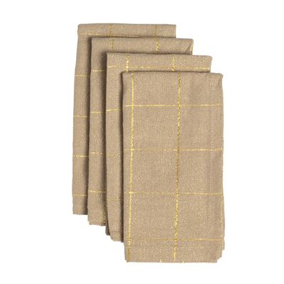 Harman Christmas Soft Check Cotton Napkin - Set of 4 (Natural)