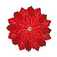 Harman Christmas Poinsettia Embroidered Cotton Placemat (Red)