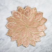 Harman Christmas Poinsettia Embroidered Cotton Placemat (Gold)