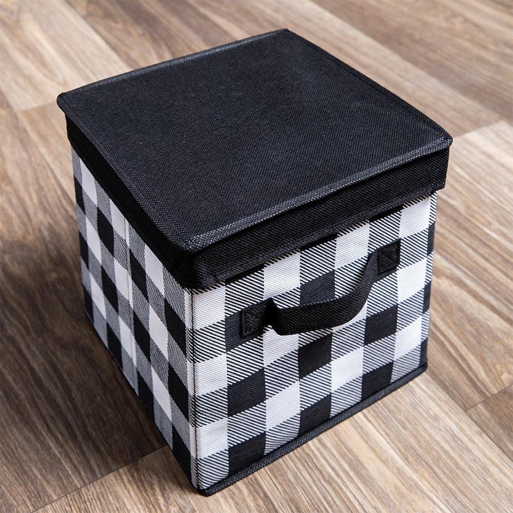 KSP Christmas Soft Storage 'Farmhouse' Box with Lid (White/Black)