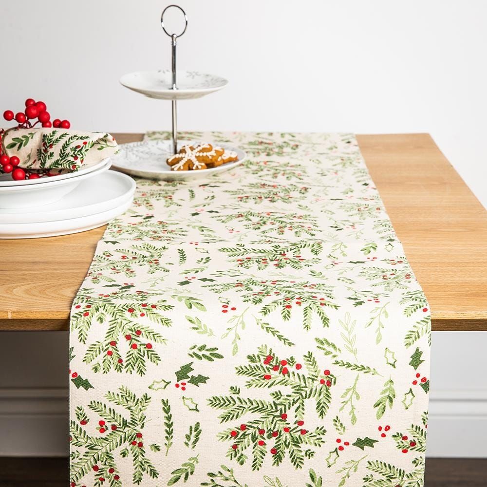 Harman Christmas Holly Cotton Table Runner