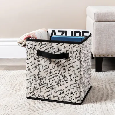 KSP Collapsible 'Words' Non-Woven Storage Bin (Ivory) 10x10x11"