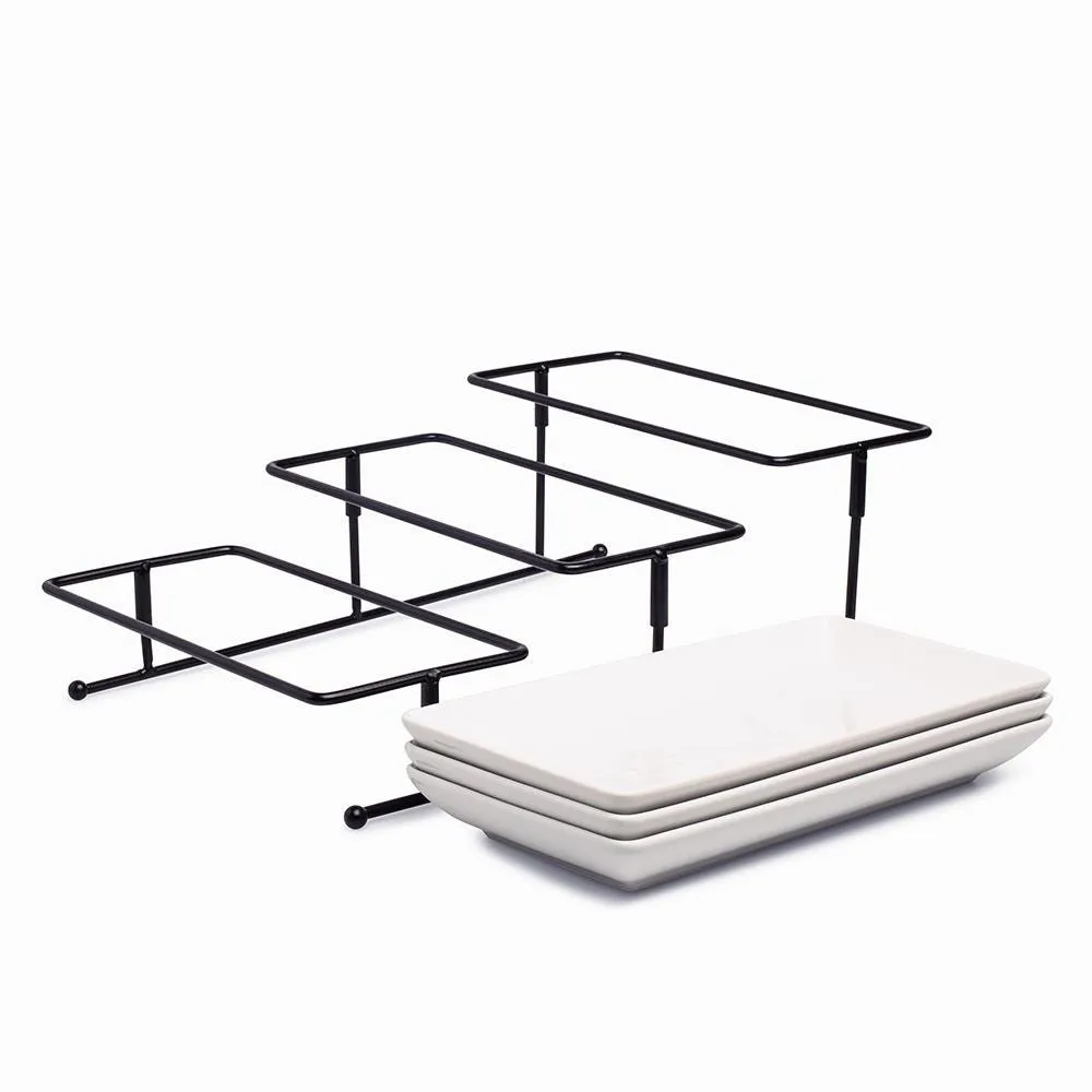 KSP Strata '3-Tier' Porcelain Buffet Plate (Rectangular)