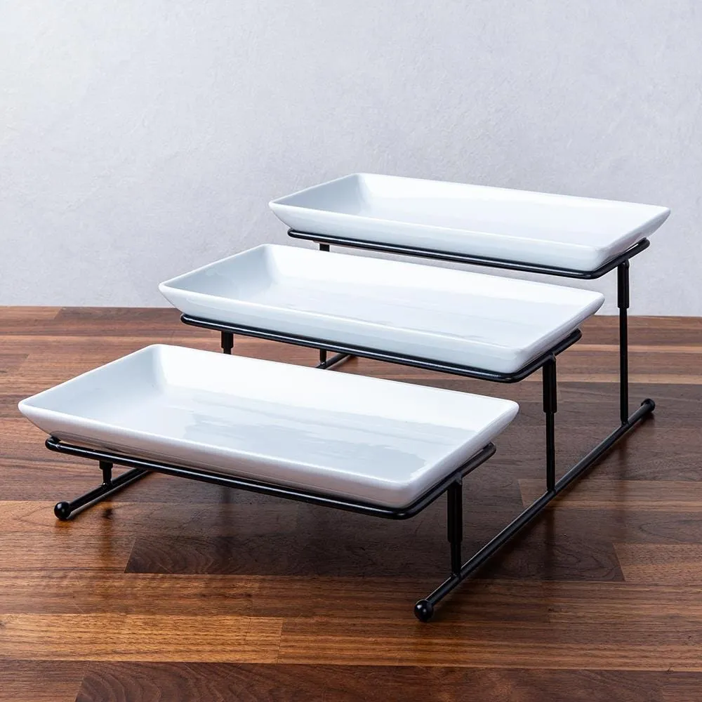 KSP Strata '3-Tier' Porcelain Buffet Plate (Rectangular)