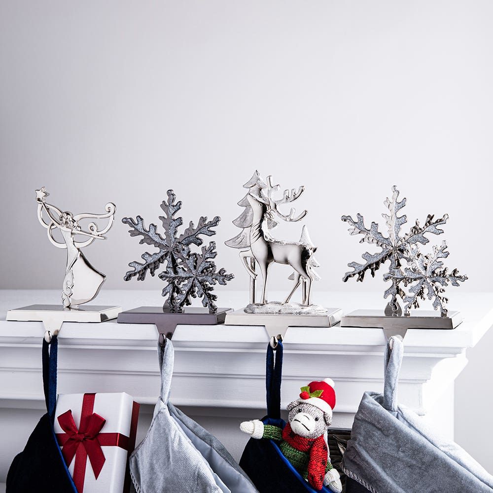 KSP Christmas Mantel Duo 'Snowflake' Stocking Holder (Silver)