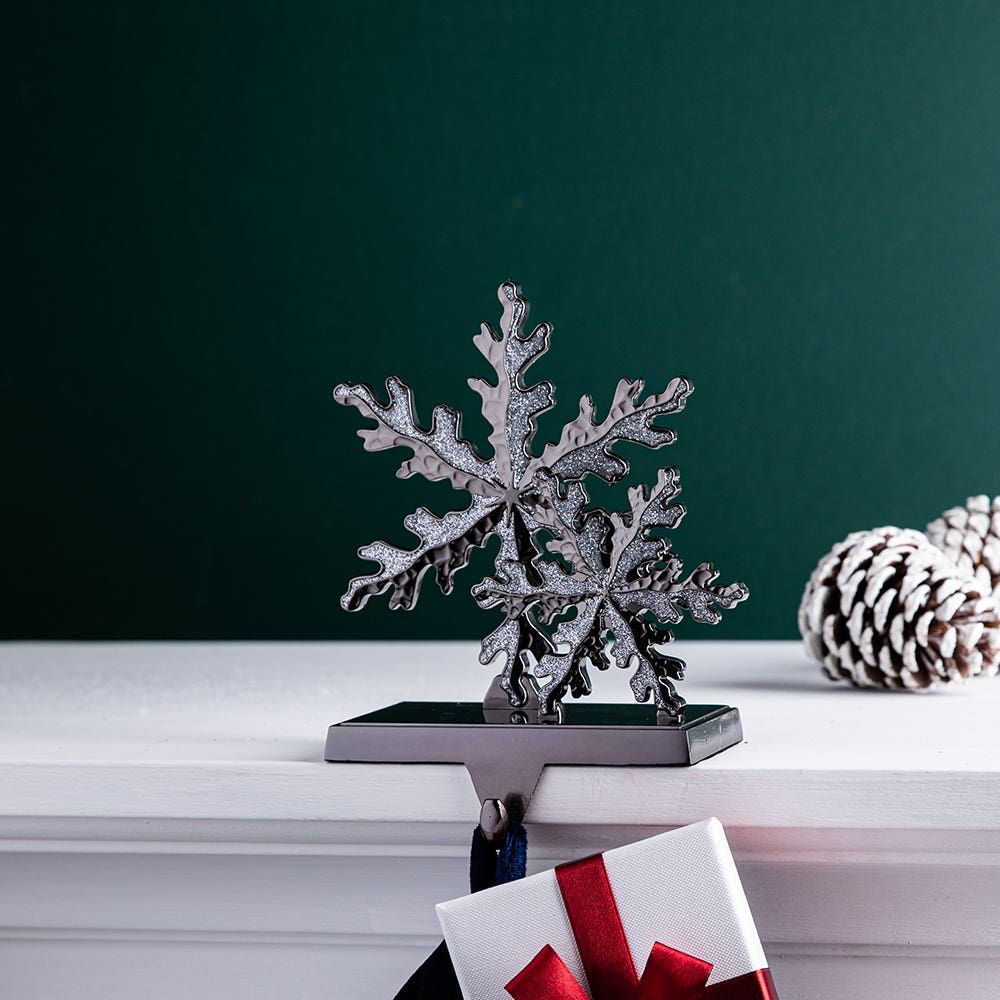 KSP Christmas Mantel Duo 'Snowflake' Stocking Holder (Gunmetal)