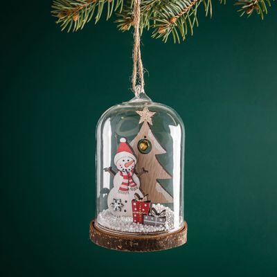 KSP Christmas Cloche 'Snowman' Wooden Ornament