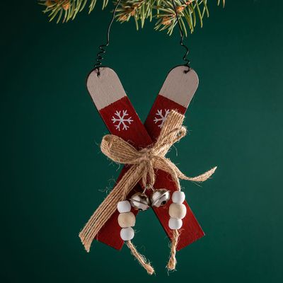 KSP Christmas Natura 'Skis' Wooden Ornament (Red)