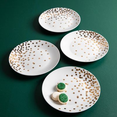 KSP Christmas Decal 'Celebrate' Porcelain Side Plate - Set of 4