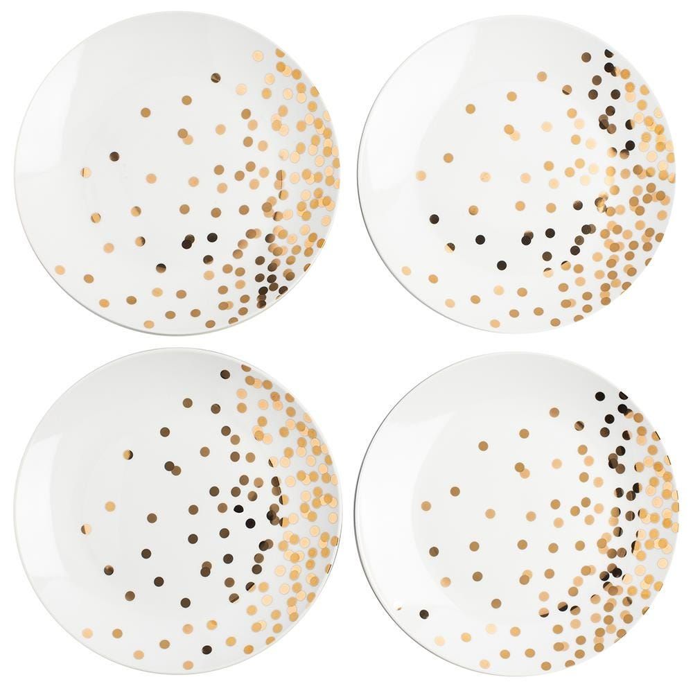 KSP Decal 'Celebrate' Porcelain Side Plate - Set of 4