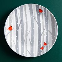 KSP Christmas Decal 'Winter Cardinal' Porcelain Side Plate - Set of 4