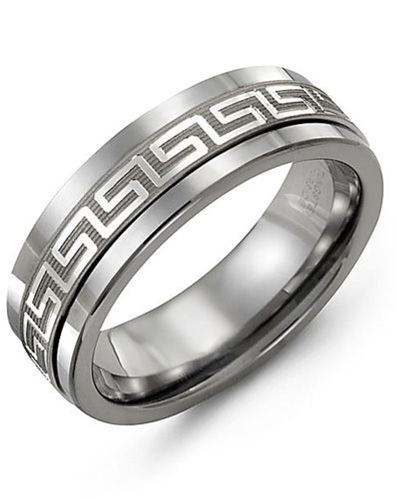 Men's Ancient Greek Key Pattern Wedding Band