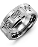 Men's Brushed Grooved Diamond Wedding Band