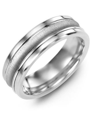 Men's Concave Brush Polished Edges Wedding Band