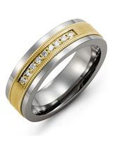 Men's Satin Milgrain Diamond Wedding Band