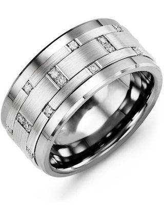 Men's Scattered Wide Diamond Wedding Ring
