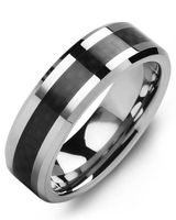 Men's Beveled Carbon Fiber Tungsten Wedding Band