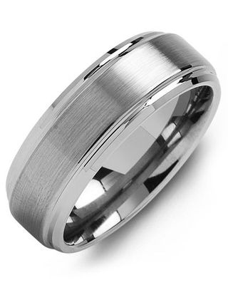 Men's Brushed Tungsten Polished Edges Wedding Band