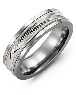 Men's Diamond-Cut V Wedding Ring