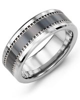 Men's Geometric Design Tungsten & Ceramic Wedding