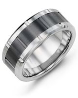 Men's Grooved Tungsten & Ceramic Wedding Ring