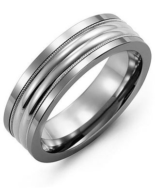 Men's Two-Line Milgrain Wedding Ring
