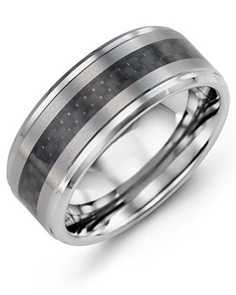 Men's Two-Tone Carbon Fiber Tungsten Wedding Ring