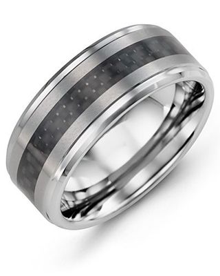 Men's Two-Tone Carbon Fiber Tungsten Wedding Ring