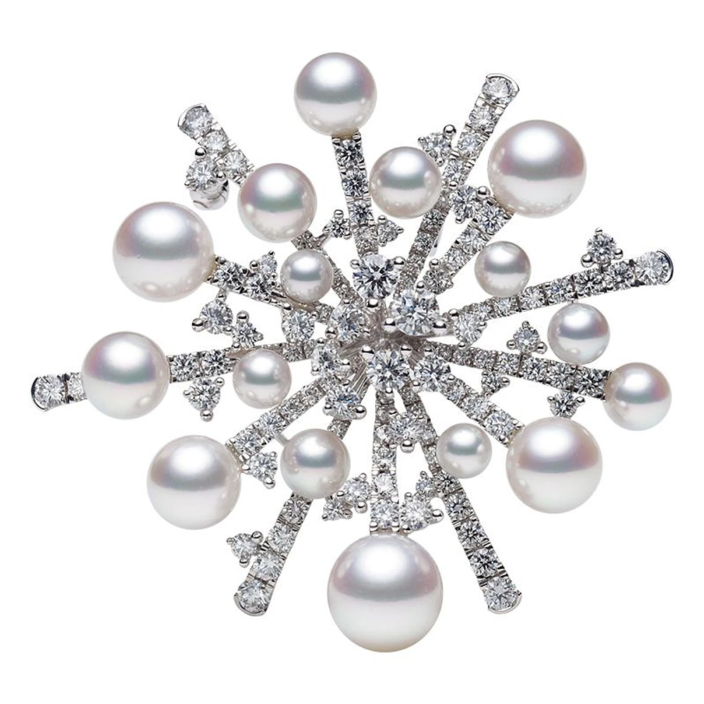 Akoya cultured pearl brooch