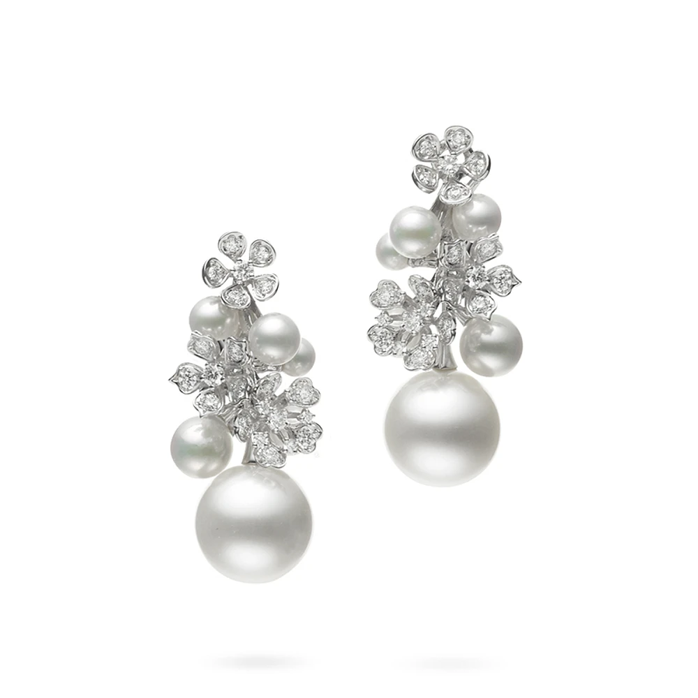 White South Sea and Akoya cultured pearl earrings