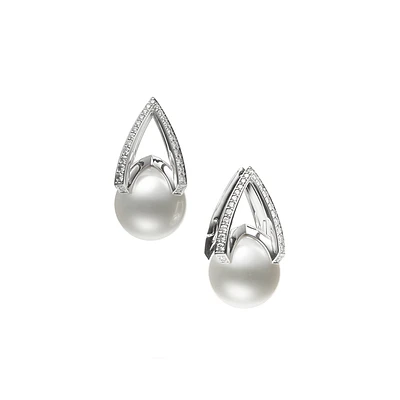 White South Sea cultured pearl earrings