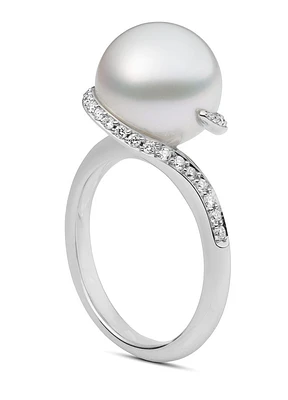 White South Sea cultured pearl ring