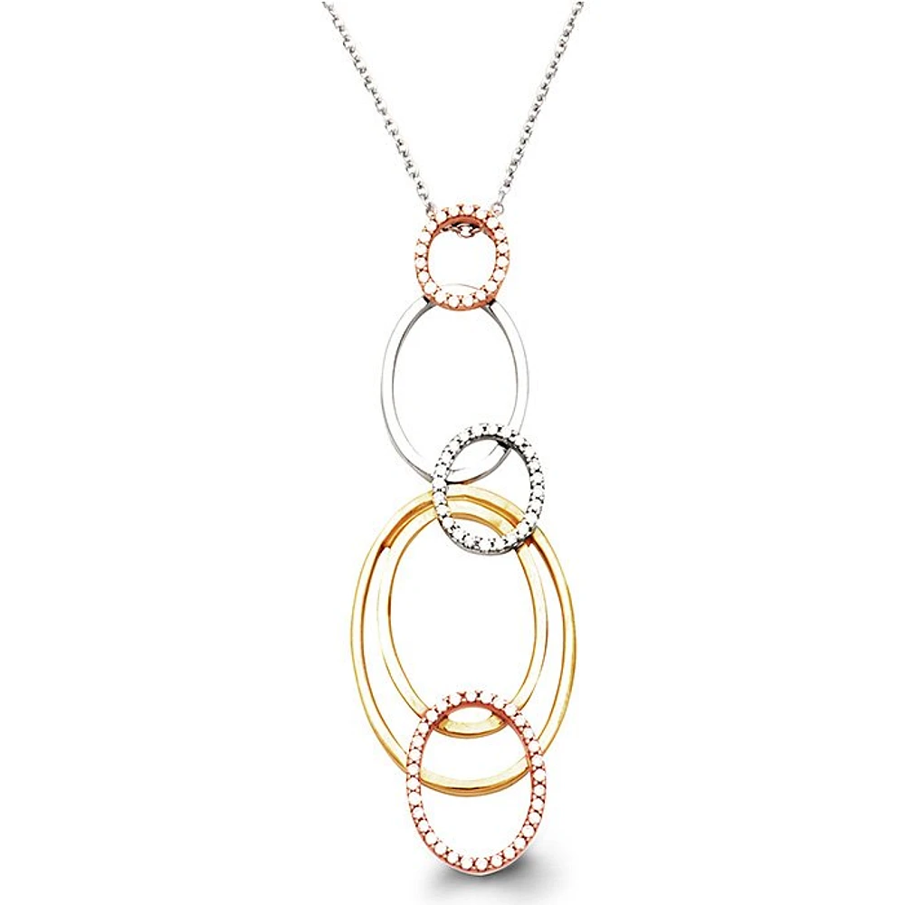 Three-Tone Gold Pendant, set with Diamonds