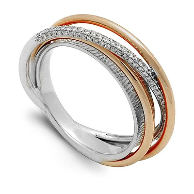 Three-Tone Gold Ring, set with Diamonds