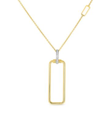 18K Gold Rectangular Pendant with Diamond Bale on