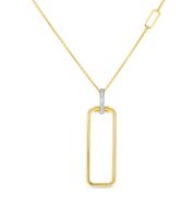 18K Gold Rectangular Pendant with Diamond Bale on