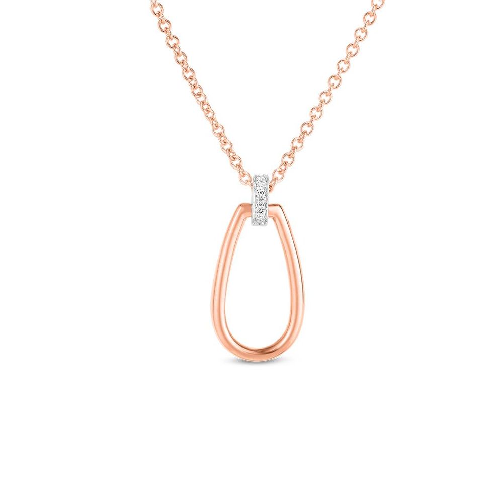 18K Gold Small Stirrup Pendant with Diamond Bale