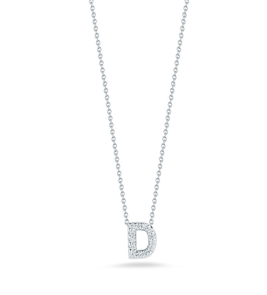 18K Gold Love Letter D Pendant with Diamonds